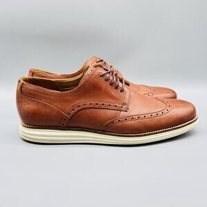 Cole Haan Shoes Mens 11 Brown Leather Grand OS Wingtip Oxford Brogue Dress